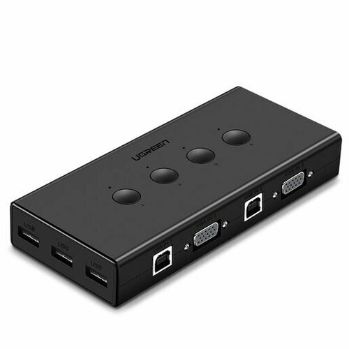 Разветвитель портов UGREEN CM154 (50280) 4-Port USB KVM Switch Box. Цвет: черный. хаб разветвитель ugreen 4 в 1 4 x usb 3 0 темно серый