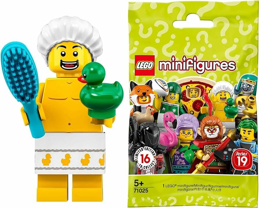 Минифигурка Лего 71025-2 : COLLECTABLE MINIFIGURES Lego 19 series ; Shower Guy (Парень, принимающий душ)