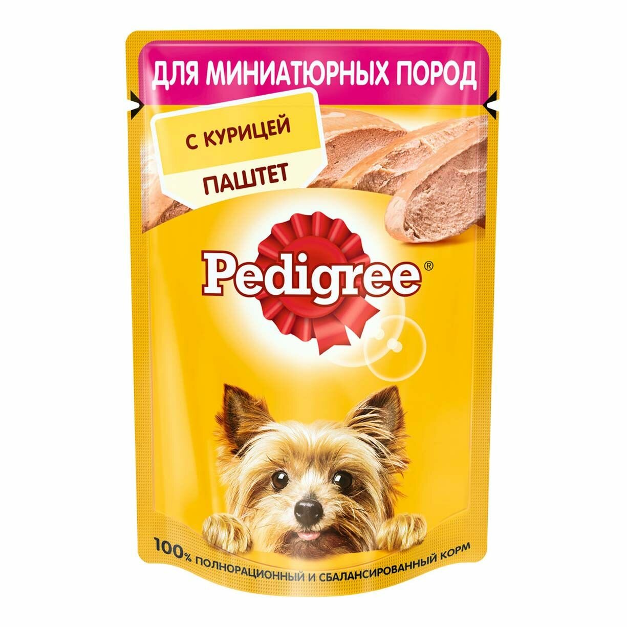 Влажный корм Pedigree для взрослых собак миниатюрных пород паштет с курицей 80 г