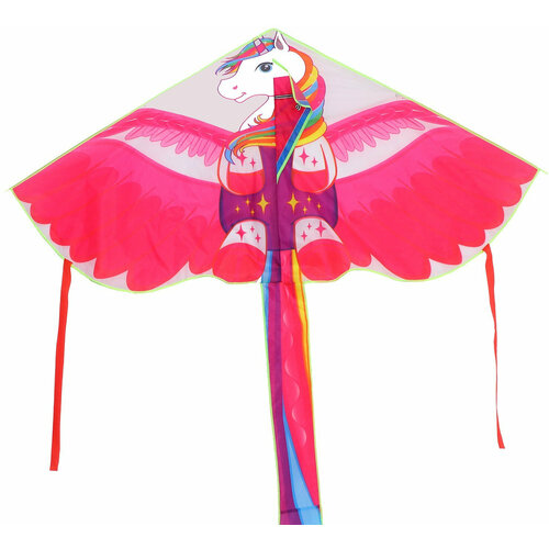 Детский воздушный змей Единорог с леской летающая игрушка 140х65 998₽