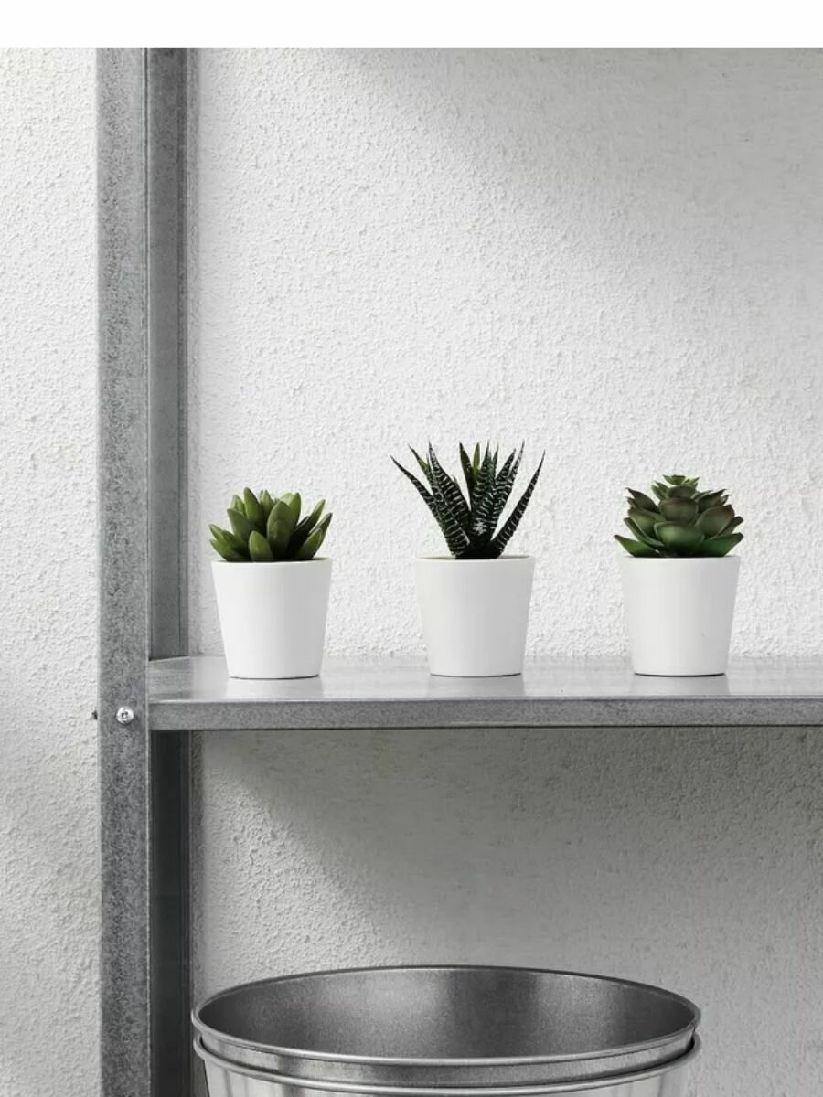 Искусственное растение в горшке IKEA FEJKA фейка 3 шт. 6 см д/дома/улицы белый/зеленый
