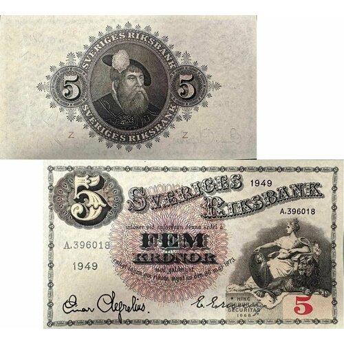 Банкнота Швеция 5 крон 1949 год UNC