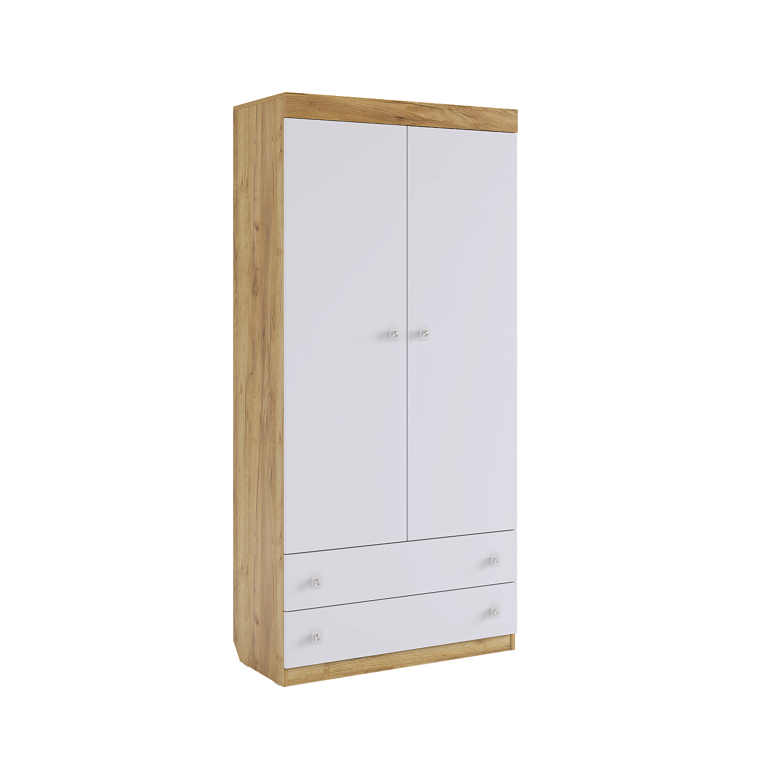 Шкаф комбинированный Мебельсон Форсаж (с ящ. 2-створчатый) Дуб крафт золотой/Белый