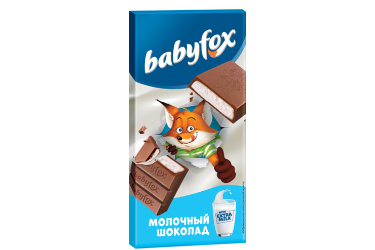 «BabyFox», молочный шоколад, 90 г, 2 штуки