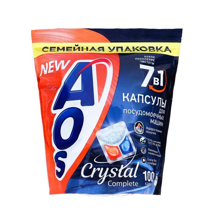 Капсулы для посудомоечных машин AOS "Crystal Complete", 100 шт