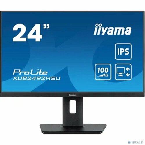 IIYAMA Монитор LCD IIYAMA 23.8" XUB2492HSU-B6 IPS 1920x1080 100Hz 0.4ms HDMI DisplayPort USB HAS Pivot Speakers чёрный