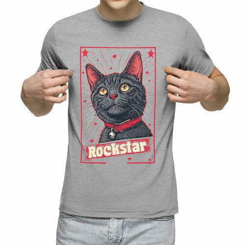 мужская футболка кот рок звезда 2xl красный Футболка Us Basic, размер XL, серый