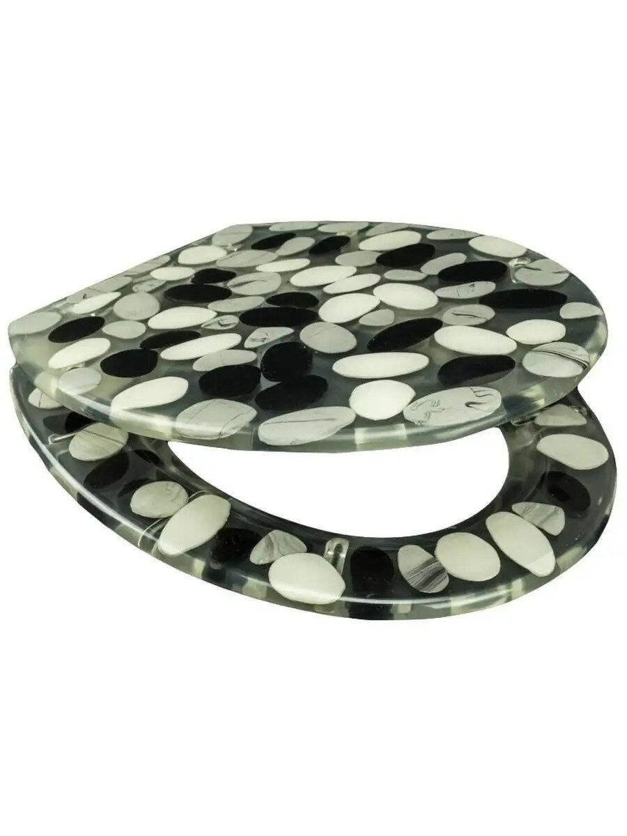 фото Крышка для унитаза ZALEL Aqua-R-8509 серый с камнями