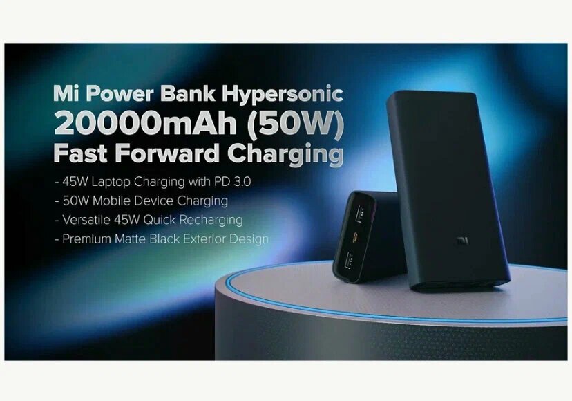 Внешний аккумулятор Xiaomi Mi Power Bank 3 Pro 20000mah 50W MAX, портативный аккумулятор, Power Bank, черный