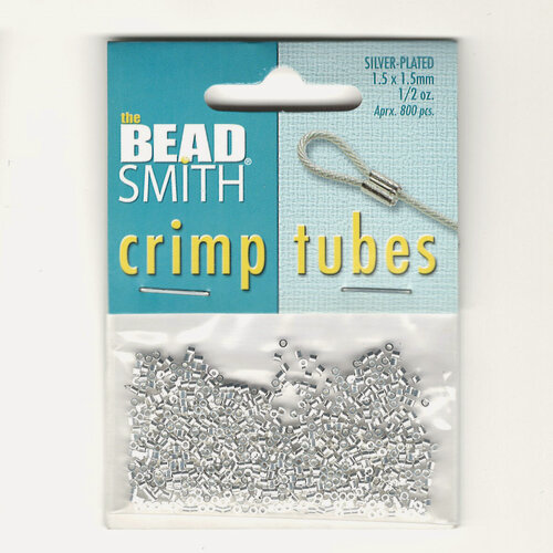 Изображение товара Кримпы 1.5х1.5мм, Bead Smith, микрокримпы, трубочки, базовый материал - латунь, посеребренные, около 800 шт.