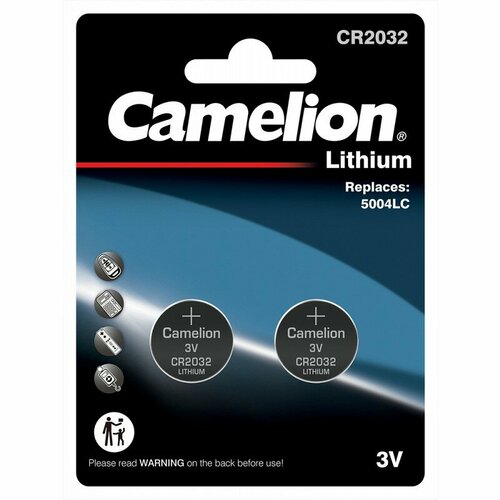 Camelion CR2032 BL-2 (CR2032-BP2, батарейка литиевая,3V) (упак. 2 шт.), цена за 1 упак.