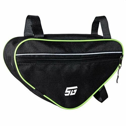 Велосумка под раму STG, модель FB-003, размер 33х18х6 см, черный/зеленый