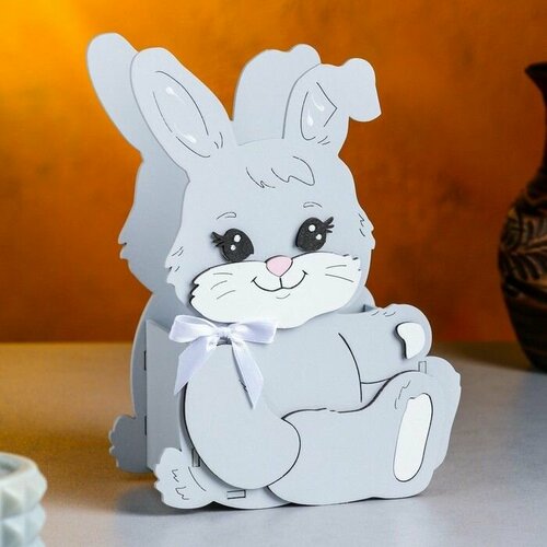 Кашпо деревянное Зайка с бантом 135х7х195 см дуб серый 940₽