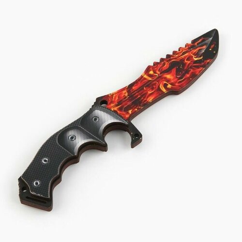 Сувенир деревянный нож охотничий Череп огонь , 25 см