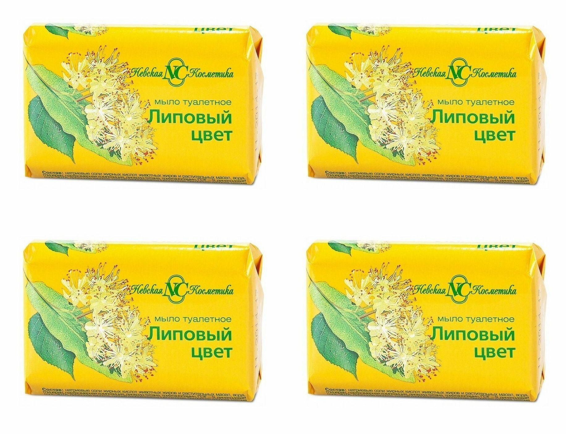 фото Невская Косметика Туалетное мыло Липовый цвет, 90 гр, 4 шт