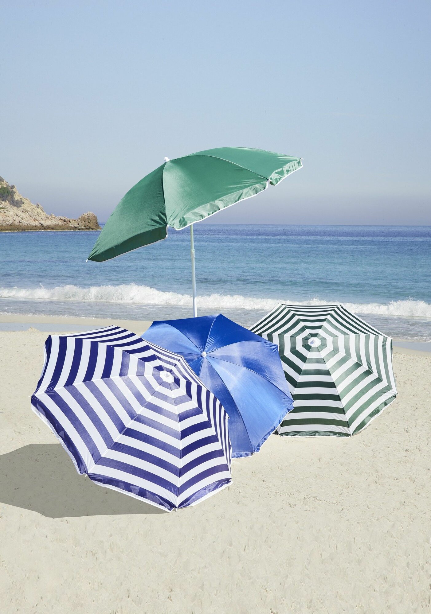 Зонт пляжный GREEMOTION, купол 180 см. высота 210 см, с рисунком, с наклоном, UV35+