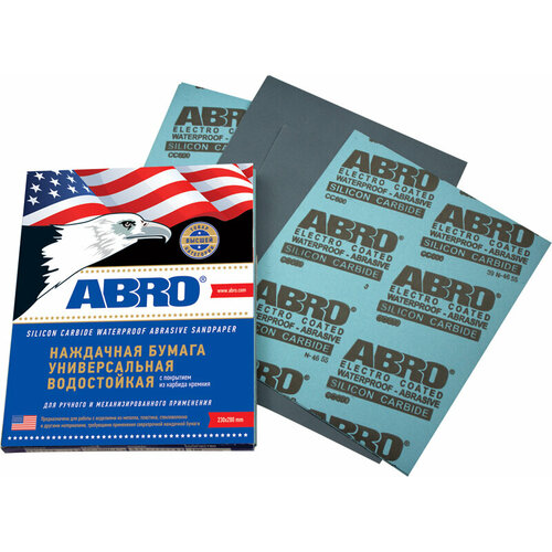 Бумага наждачная Abro универсальная водостойкая Р 1500 ABRO SA-1500-100 | цена за 1 шт