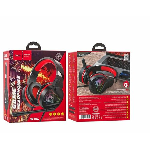 Наушники W104 Game headphones проводные HOCO черно-красные 2шт 6607₽