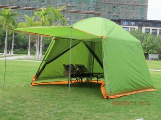 Туристический шатер 5-местный / Кемпинговый тент с москитной сеткой / Палатка-тент пляжный / 300х300х210 см