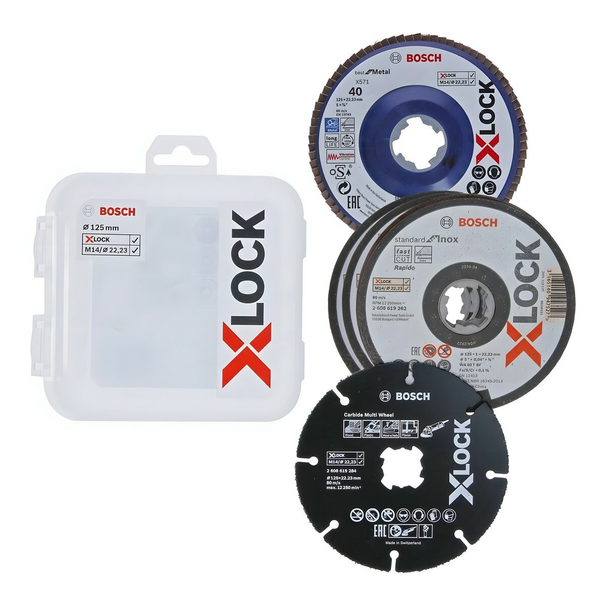 Набор кругов X-LOCK 125 мм (5 шт, пласт. бокс) BOSCH 2608619374