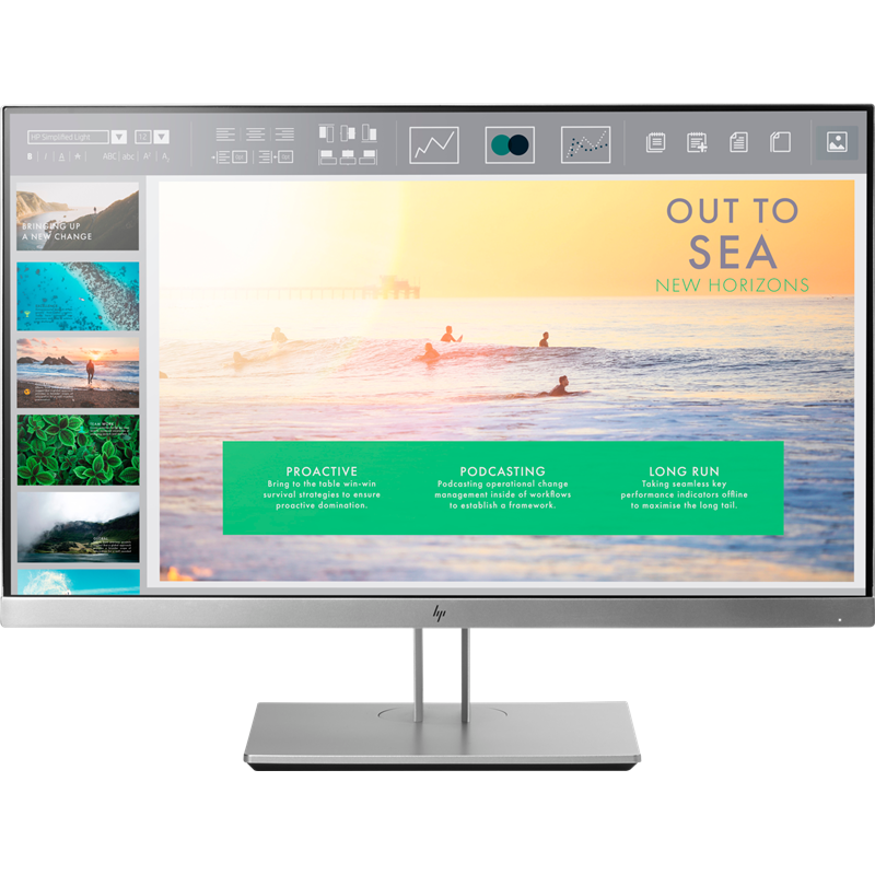 Монитор HP EliteDisplay E233 23" LED, 5ms, 250 cd/m2, 1000:1, 178°/178°, DisplayPort, HDMI, D-sub, серебристо-черный, встроенный бп, usb hub