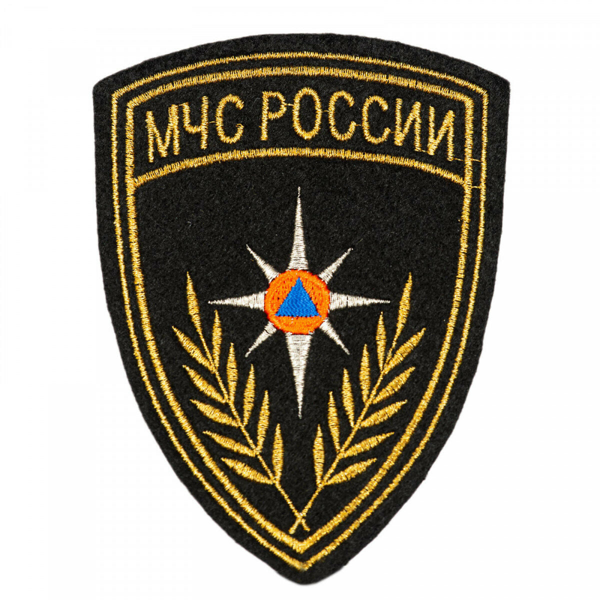 Шеврон МЧС Россия золото без липучки