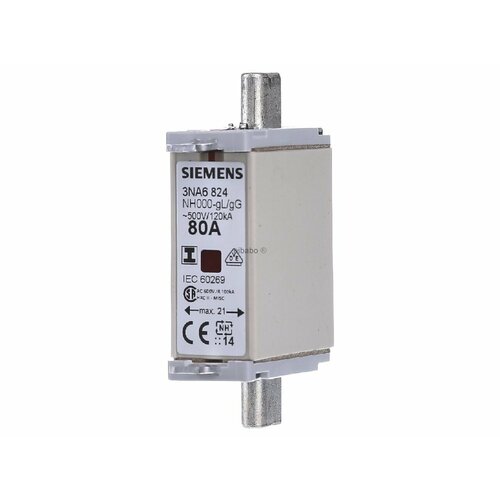 Предохранитель низкого напряжения HRC NH000 80A 3NA6824 – Siemens – 4001869071282