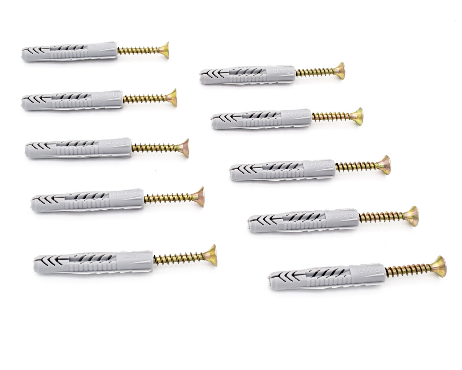 фото Универсальный дюбель fischer без кромки + шуруп, 8x50 мм, 10 штук