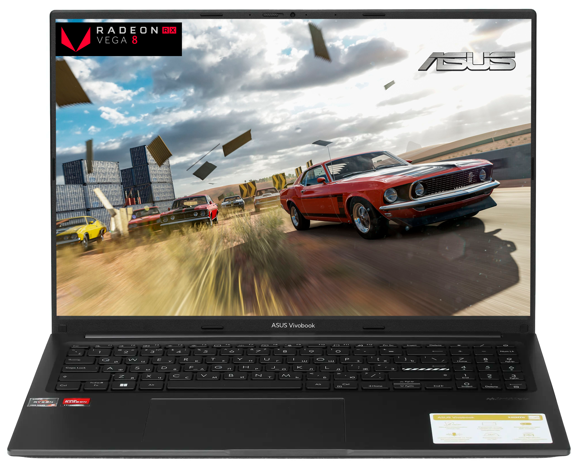 Asus VivoBook 16X, AMD Ryzen 7 7730U (4.5ГГц), RX Vega 8, RAM 16GB, SSD 512GB, Windows 11 Pro + Office 2021 Pro, Русская раскладка, EAC