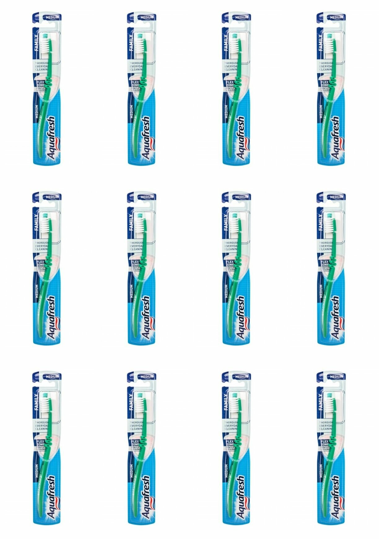 Aquafresh Зубная щетка Family Standart, средняя жесткость, 12 шт.