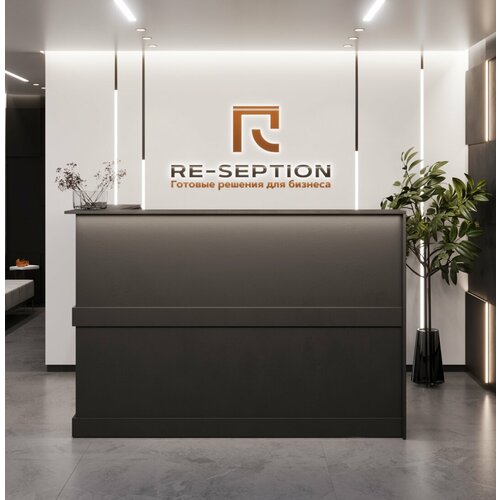 Стойка Ресепшн Эконом Угловая / Черный / 2000х1200х1200х600 С Подсветкой