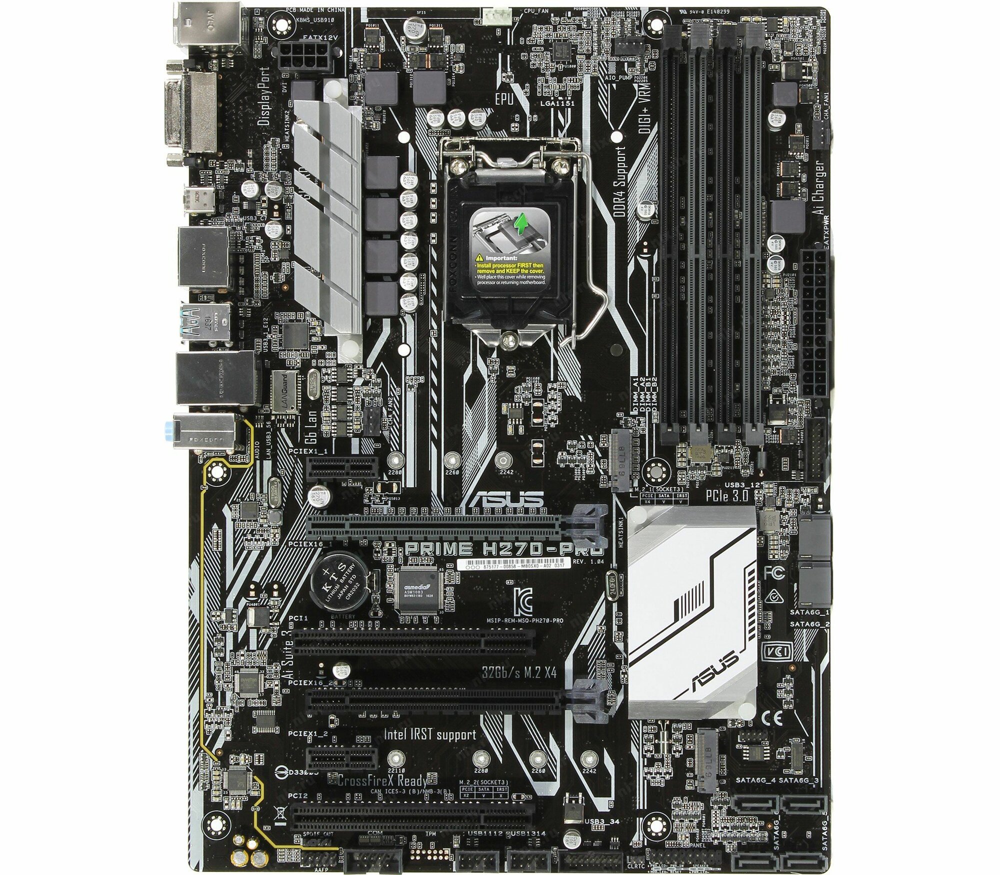 Материнская плата ASUS LGA1151 H270 PRIME H270-PRO 4xDDR4 2xPCI-Ex16 DP/HDMI/DVI SATA3 2xM2 USB3.1 Type-C ATX