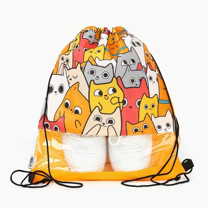 фото Сумка для обуви «Котики», с прозрачным окном