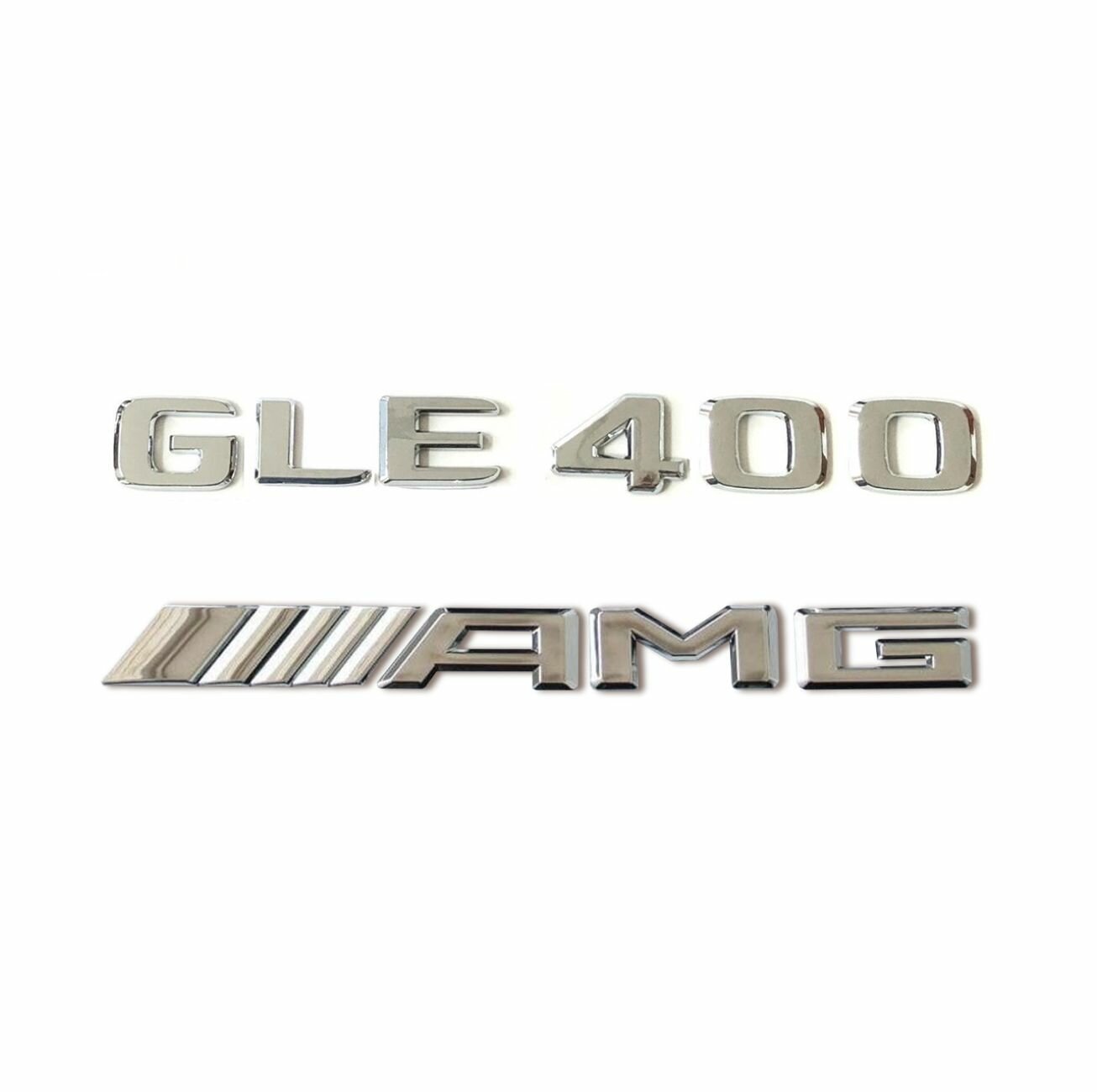 Комплект: шильдик на багажник для Mercedes GLE400 (новый шрифт 2017+) +AMG хром