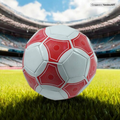 Мяч футбольный, машинная сшивка, PVC, размер 5, 290 г, (1 шт)белый/красный