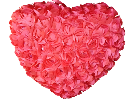 3D декоративная романтическая Подушка в виде сердца с розами, 40 см, розовая
