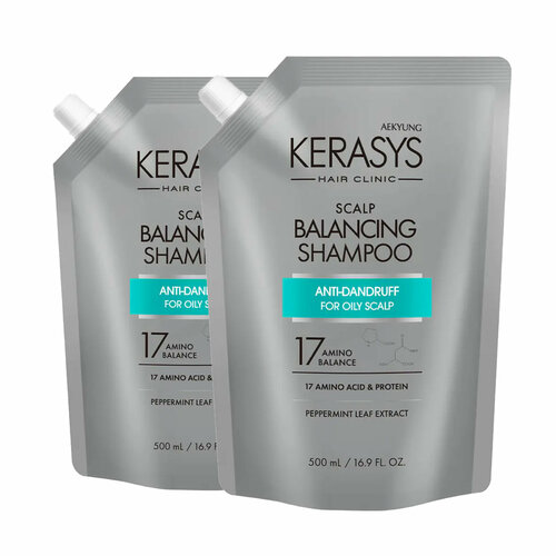KeraSys Шампунь для лечения жирной кожи головы, 500 г 2шт