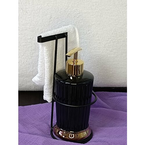 Набор кухонный диспенсер на подставке черный из 3 предметов 1500₽