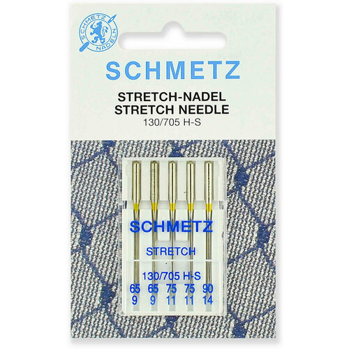 schmetz иглы 75 90 супер стрейч 130 705 ha x 1sp 5шт Иглы для швейных машин SCHMETZ для стрейча, №65-90, 5игл, 1шт