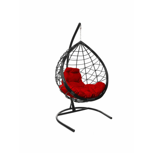 Подвесное кресло M-group капля лори, с ротангом чёрное красная подушка подвесное кресло кокон двухместное m group для двоих с ротангом чёрное красная подушка