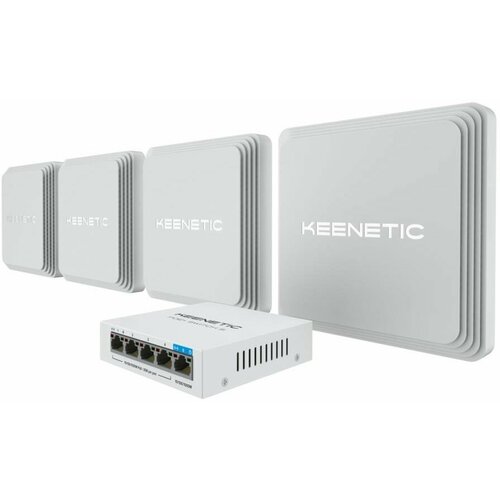 Keenetic Orbiter Pro 4-Pack + PoE+ switch 5 bundle (KN-KIT-012) wi fi точки доступа keenetic orbiter pro switch kit