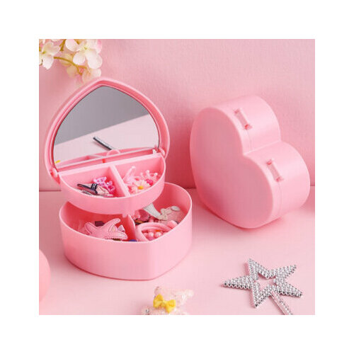 Шкатулка пластиковая с зеркалом KiKi HAUS сердце цвет розовый 13511555см 589₽
