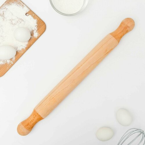 Скалка деревянная 50 5 см с фигурными ручками 917₽