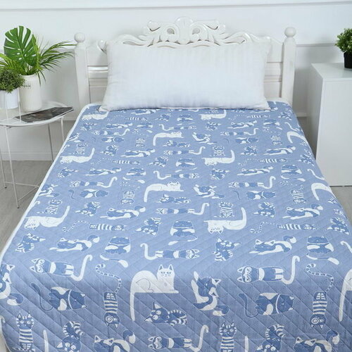 Покрывало Кошкин дом 150х210см темно-синий бязь 120гм хл 100 1592₽