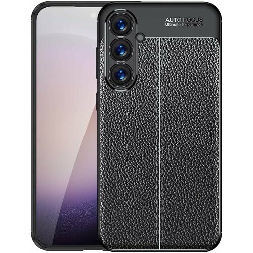Накладка силиконовая для Samsung Galaxy S24 Plus (S24+) под кожу чёрная накладка nillkin cam shield pro пластиковая для samsung galaxy s24 plus s24 sm s926 black черная