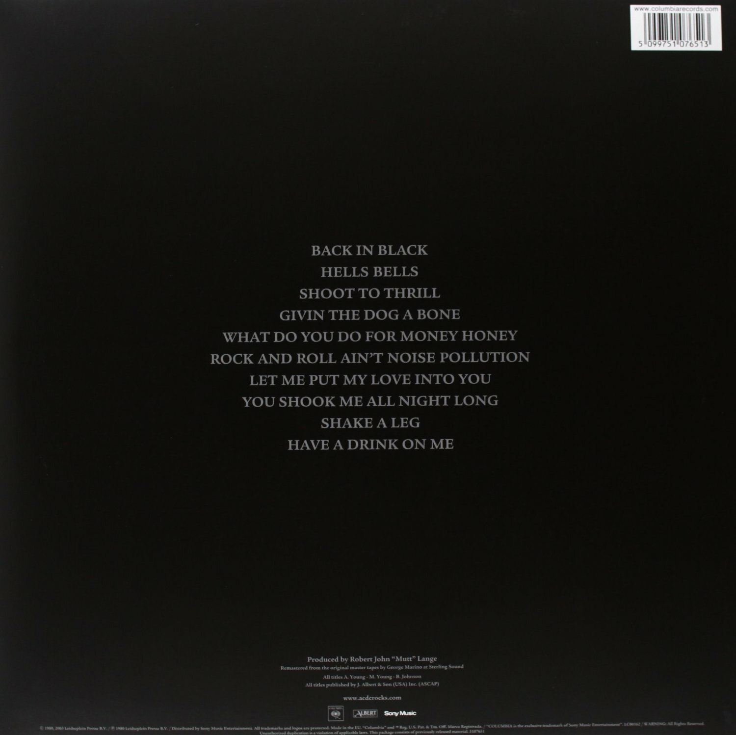 Виниловая пластинка AC/DC BACK IN BLACK LP