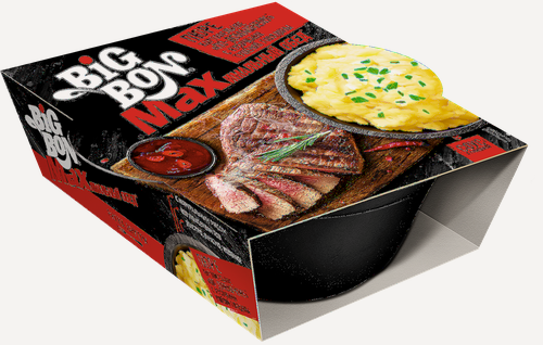 Изображение товара Упаковка 16 штук Пюре картофельное Big Bon MAX по-домашнему говядина (тарелка) 110г