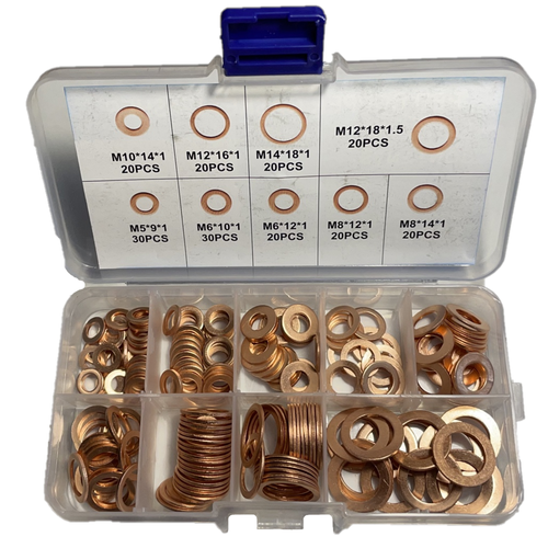 Шайбы медные (уплотнительные медные кольца) набор 200шт