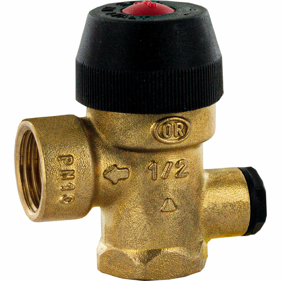Клапан предохранительный для отопления с выходом под манометр 3 бар 1/2"x1/2х1/4" (488.130) STOUT (SVS-0020-003015)