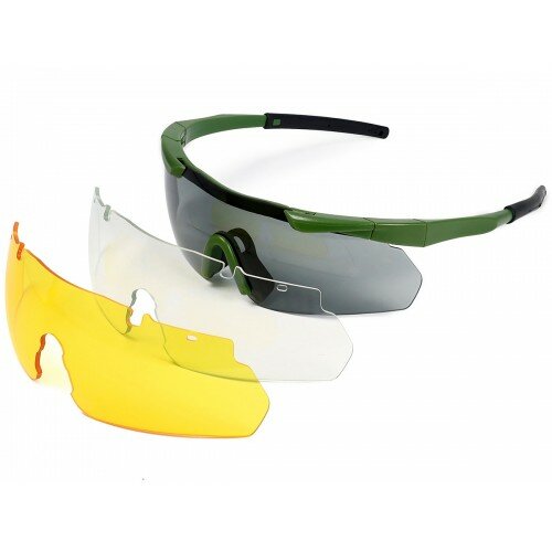 фото Очки стрелковые ShotTime Lynx защитные, зелёные, комплект с 3 линзами GST-012-AG-K ShotTime